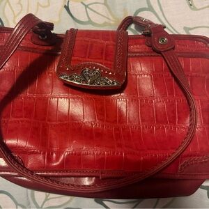 - Red faux leather purse in EUC